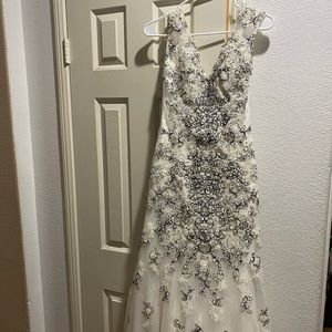 Size 10 Sophia Tolli black and white lace wedding dress